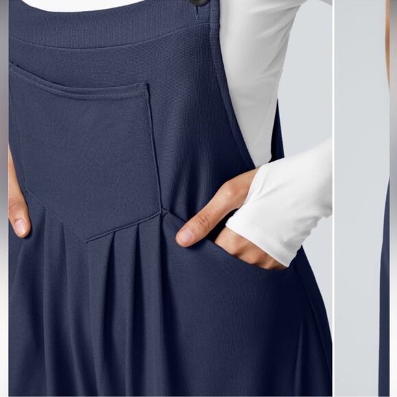 HALARA Waffle Casual Wide Leg Overalls Jumpsuit NEW Size Medium Navy Blue - Picture 4 of 10